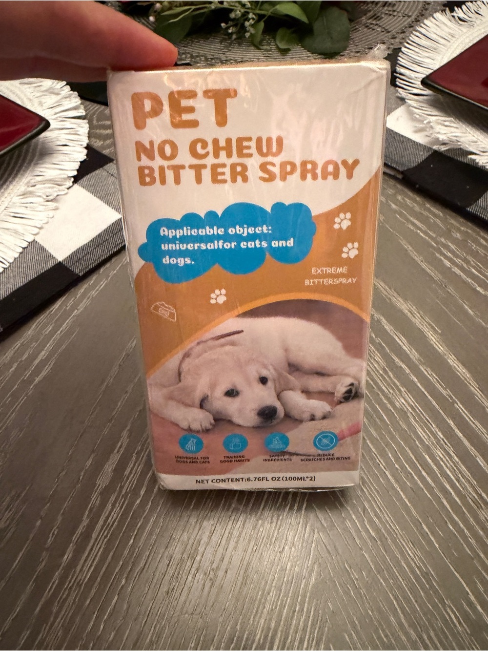 Pet No Chew Bitter Spray - White, Blue, Gold